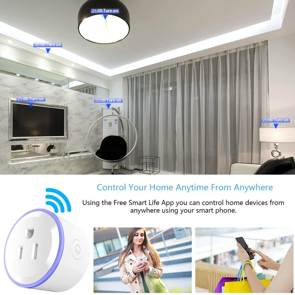 Prise wifi коннектор google home control 2 шт США умный штекер для продажи