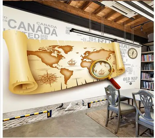 Индивидуальные 3d фотообои Настенные обои с изображением пирата карты мира