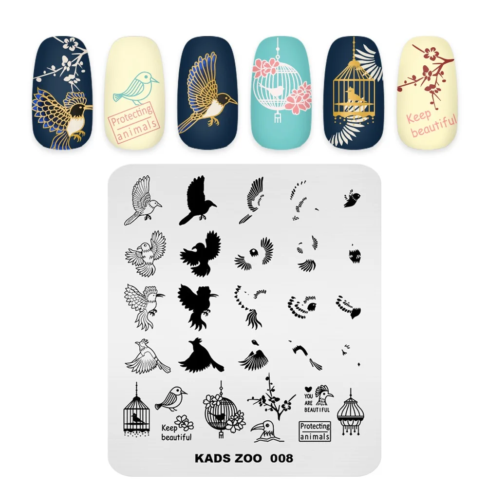 Rolabling Nail Art Stamping Plates 7*8cm Zoo 008 Template Stamp Design Stencil stamper | Красота и здоровье