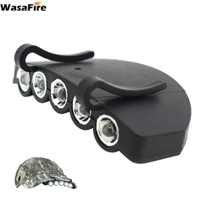 Налобный фонарь с 5 светодиодами, яркая лампа на лоб, с зажимом, для рыбалки, кемпинга, с аккумулятором