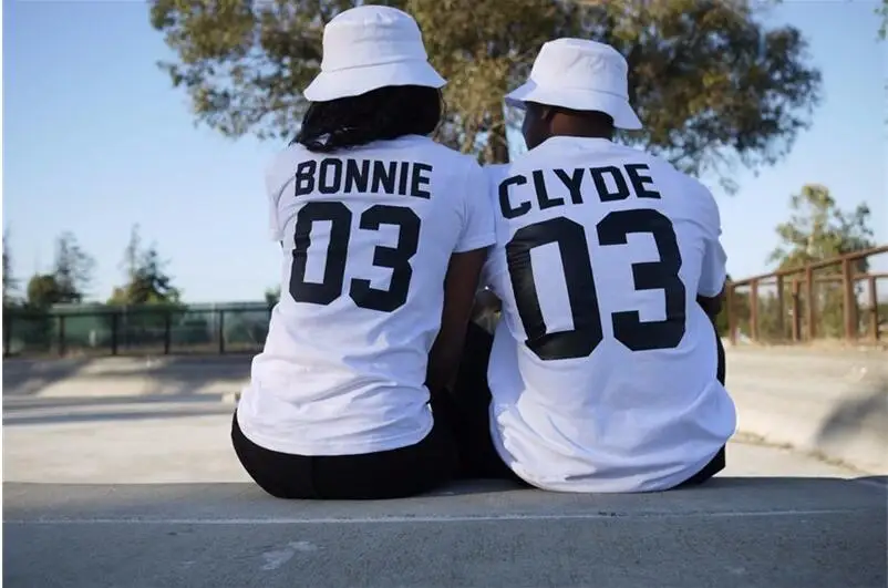 BONNIE CLYDE 03 футболка с забавными буквами для пар 2020 летняя модная черная белая