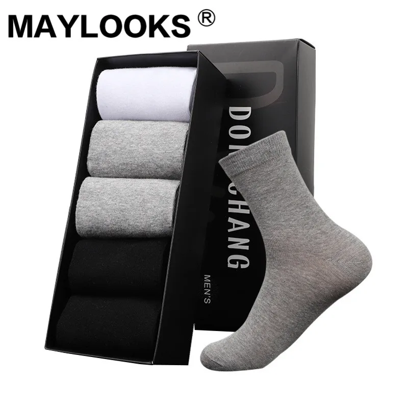 Maylooks/Новинка мужские однотонные Повседневные носки в штучной упаковке хлопковые