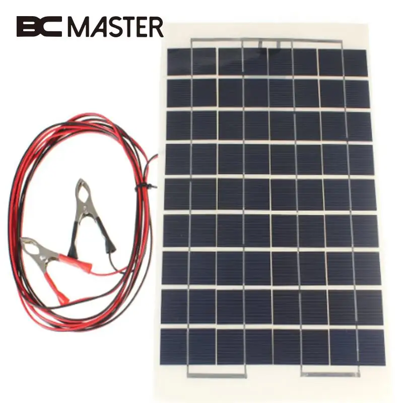 BCMaster Портативный 12 в 10 Вт Солнечная Панель зарядное устройство батарея лодка автомобиль кемпинг Питание солнечные батареи с зажимами