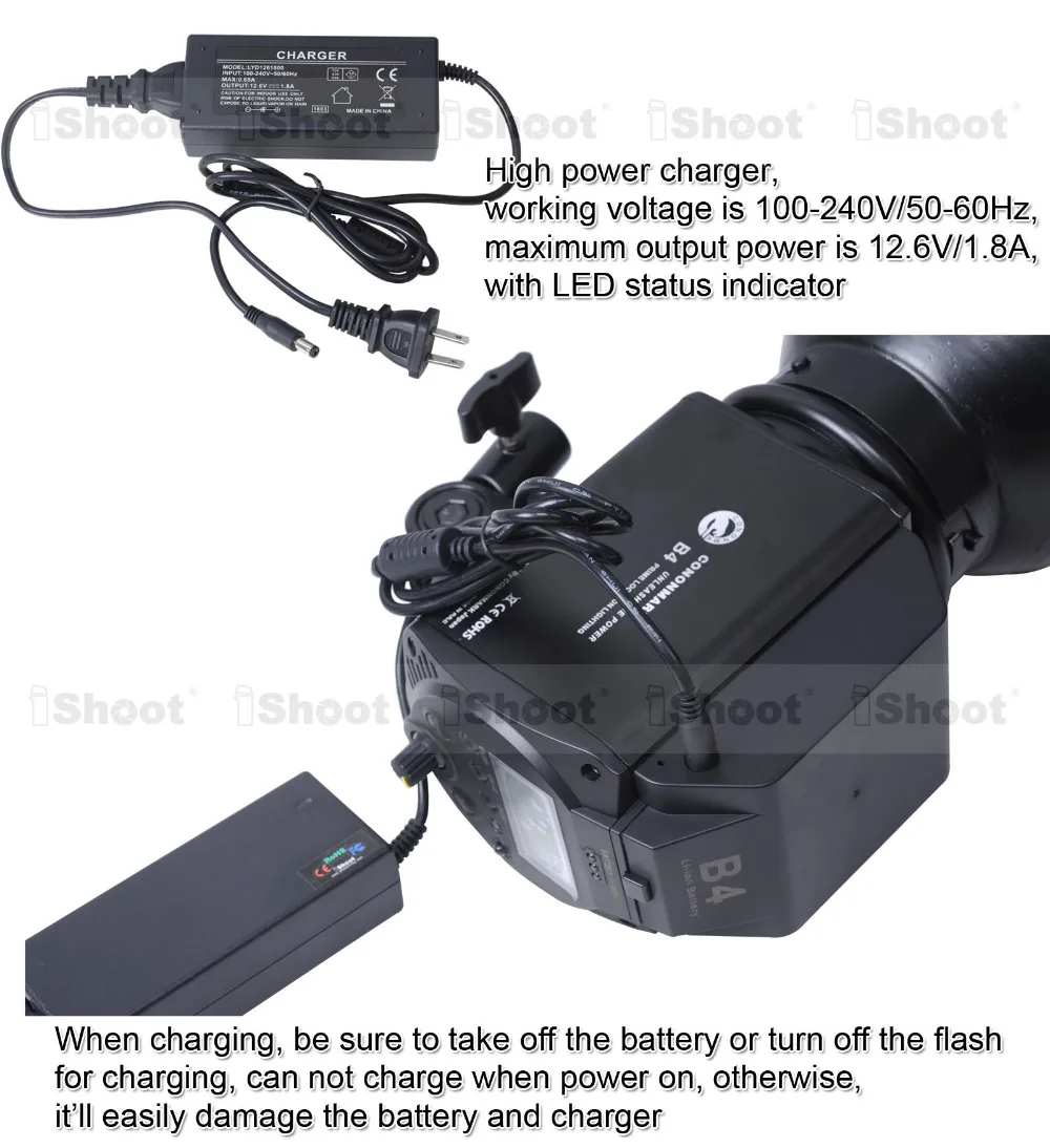 400 Вт компактный Портативный студия Открытый Вспышка Strobe Monolight-Батарея Питание и