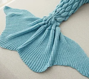 Одеяло с хвостом русалки трикотажное одеяло связанное крючком ручной работы