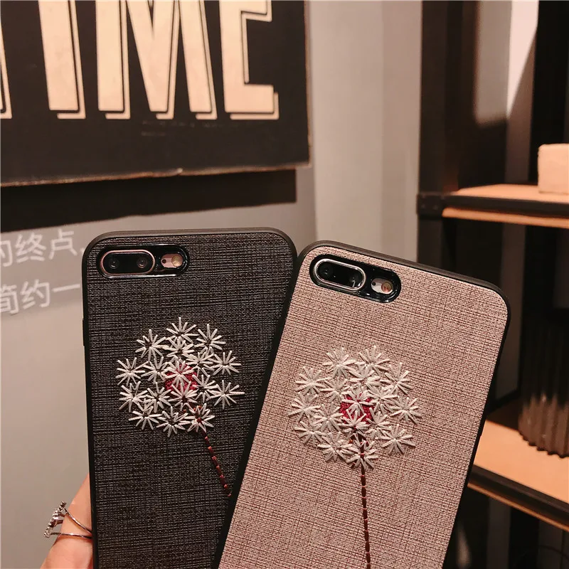 Embroidery Phone Case Covers For Apple Iphone 7 8 Plus 6 6s X Money Rich 3D Embroidered Skin Fundas Capa Coque |