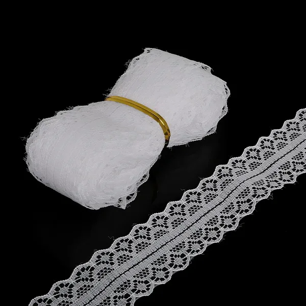 White 5 ярдов/лот кружевная лента ширина 28 мм DIY вышитая чистая кружевная отделка для шитья украшения африканская кружевная ткань - Цвет: White