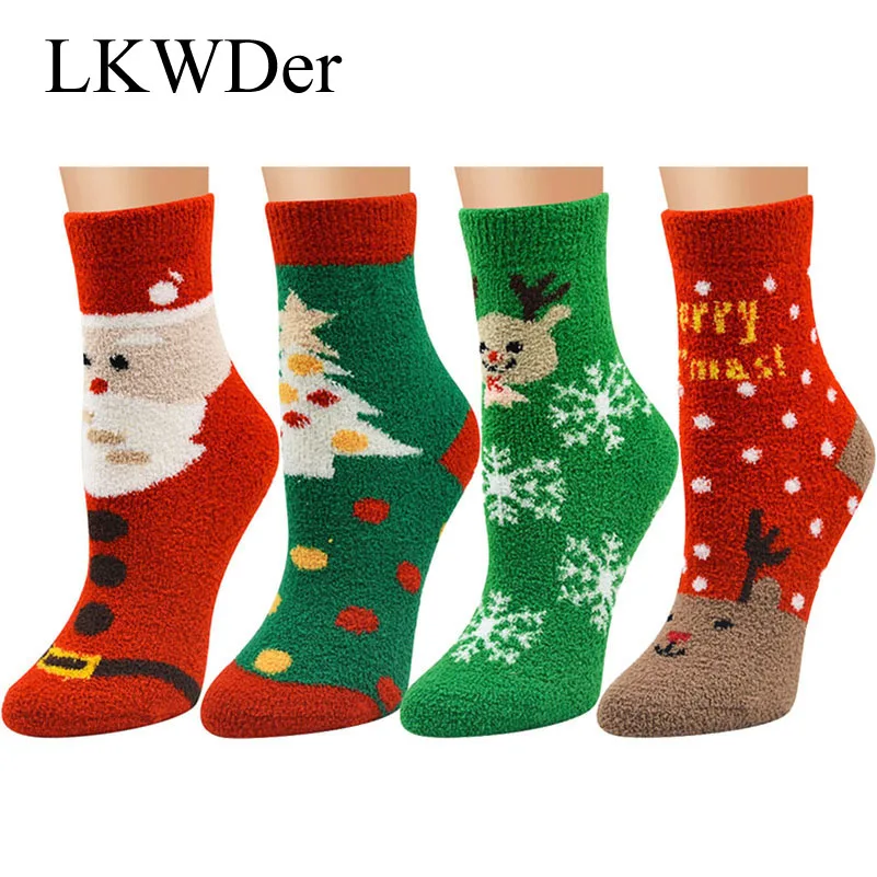 4 пары женские удобные кашемировые носки зимние теплые для сна домашние пушистые