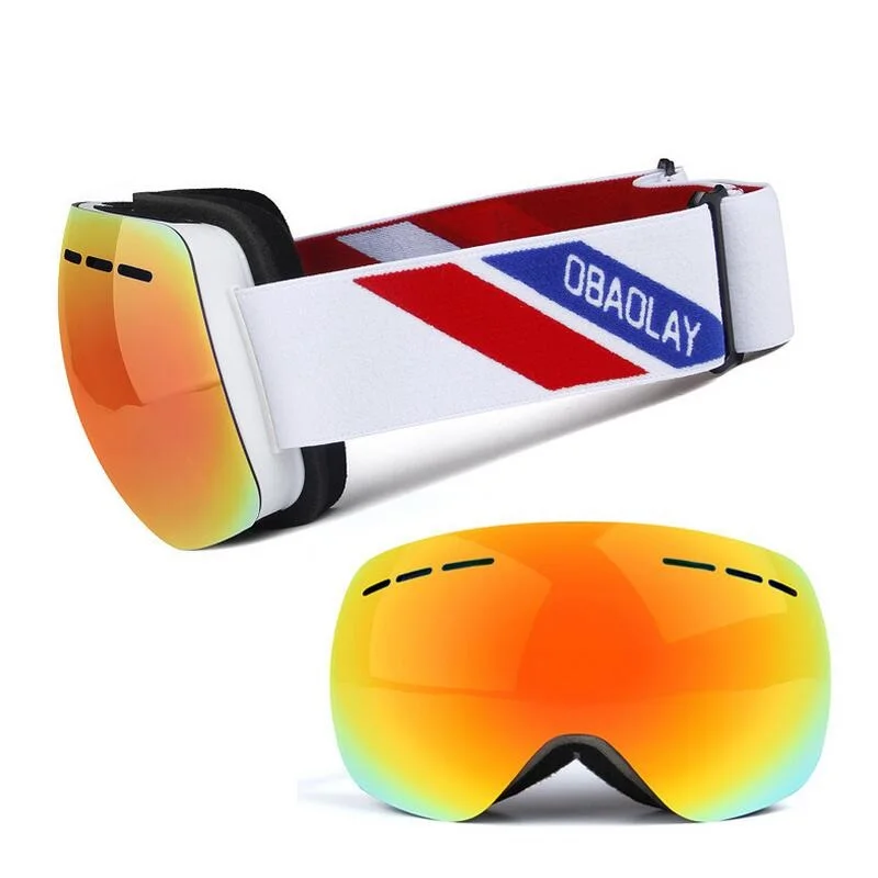 Лыжные очки с двойными линзами UV400, сноуборд, зимние лыжные очки для мужчин и женщин, анти-туман, маска для снегохода, спорт, для взрослых, ветрозащитная