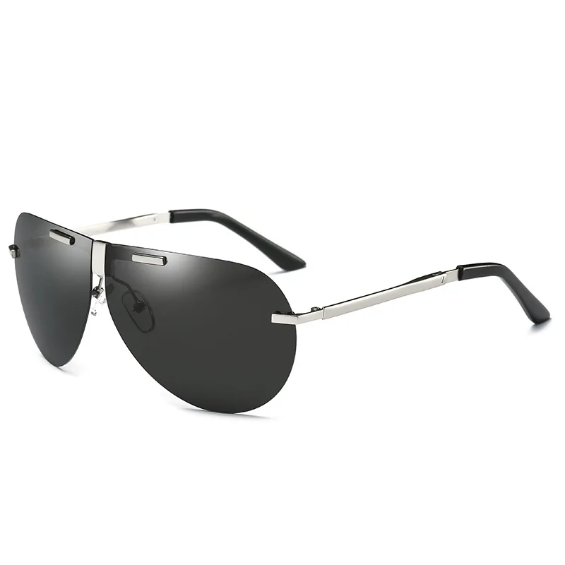 C03SilverBlack Новые складные поляризованные солнцезащитные очки, мужские очки без оправы с цветной пленкой, очки пилота для вождения, модные складные очки PL1156 - Цвет линз: C03SilverBlack