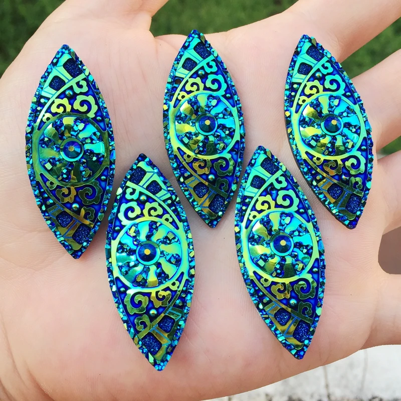 8 шт. кристаллы AB стразы лошадиный глаз большие полимерные камни с плоской задней