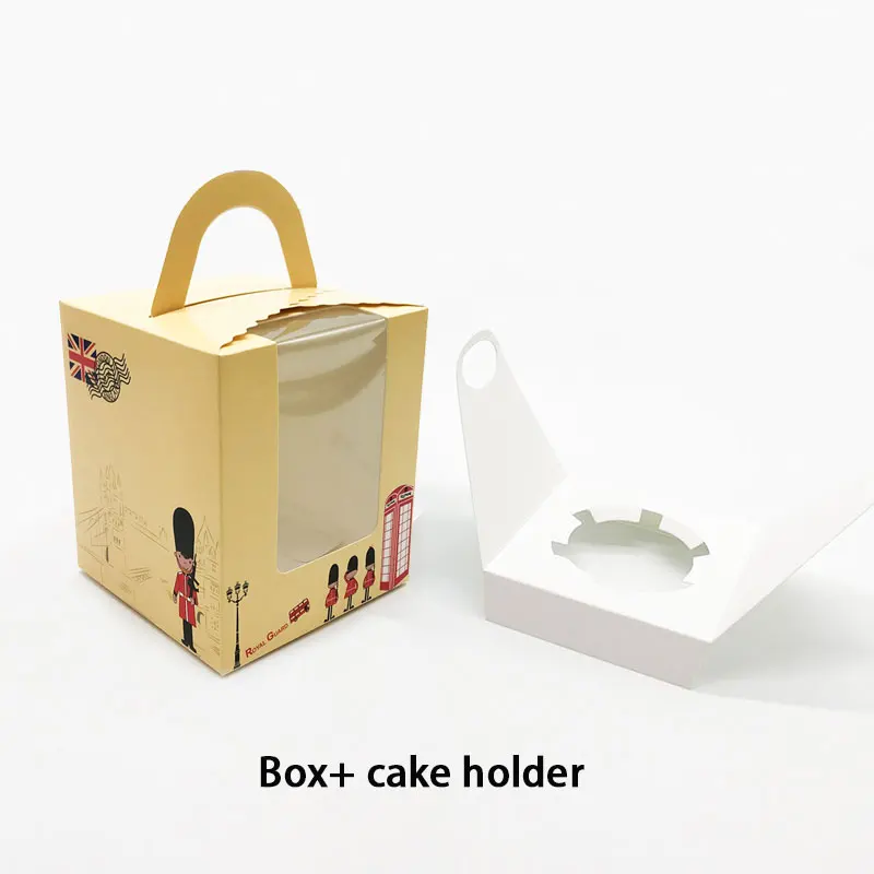 Yellow Cake Box 20 шт Цирк Красный солдат коробка для конфет с окном для Свадьбы Дети День рождения принадлежности конфеты упаковка для печенья, торта с держателем - Цвет: Yellow Cake Box