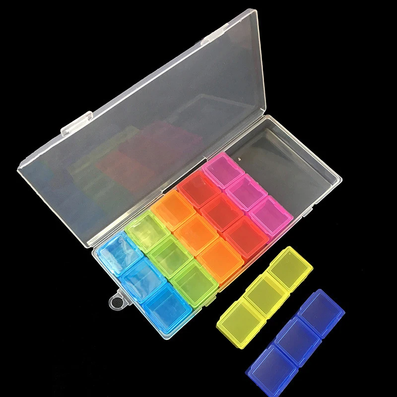 Пластиковый ящик для хранения 10 компл./лот, 21 красочная сетка, стразы для дизайна ногтей, ящик для хранения ювелирных изделий, бусин, органай... от AliExpress WW