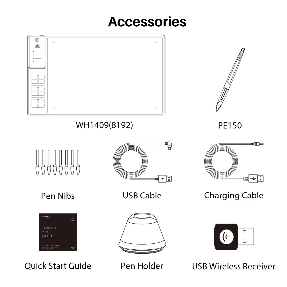 Huion GIANO WH1409 14-дюймовый 8192 уровней Беспроводной цифровой Планшеты Графический Планшеты провода планшеты ручка анимация планшет для рисования