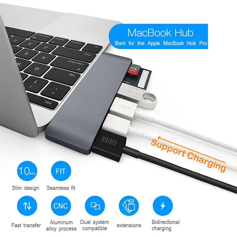USB C к HDMI адаптер Thunderbolt 3 Type концентратор с TF Micro SD ридер для Macbook pro 2015 2016|Адаптеры