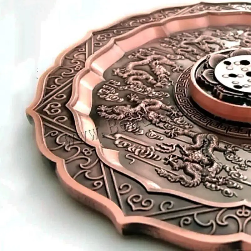 

Chinese Rational Incense Stove Dragon Lotus Pattern Incense Seat Zinc Alloy Plated Buddha Supplies Coil Stick Holder Home Decors