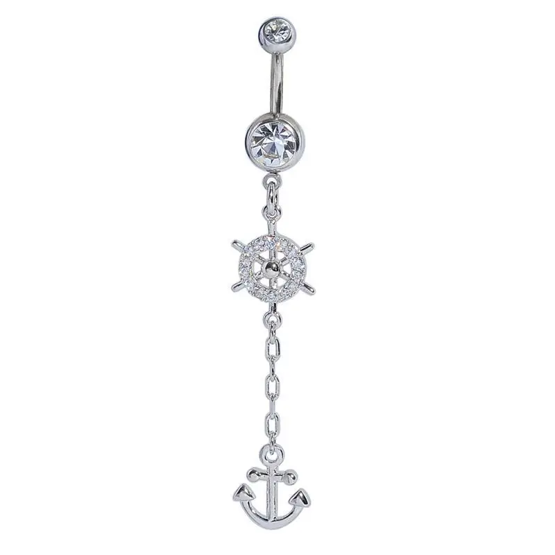 WT Gold Plated Stainless Barbell Body Piercing Gem Tops Dangle Twinkle Stars Starfish Belly Rings Jewelry Navel Studs Girls BJ36 |