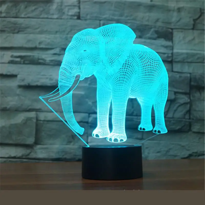 Оптовая Продажа Слон 7 Красочные 3d огни Сенсорное видение свет градиент