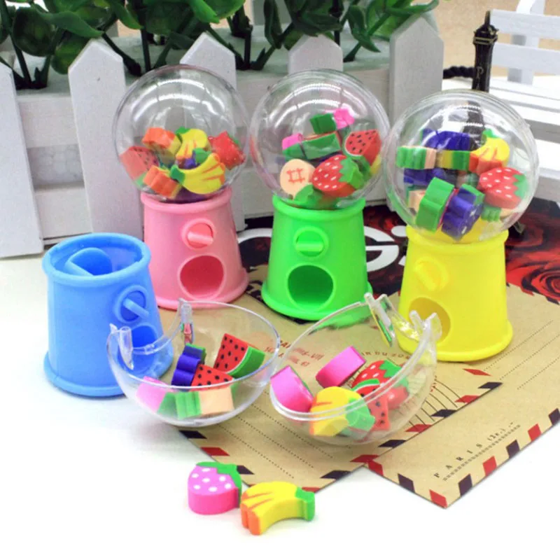 

1Set Cute fruit style twist machine rubber cartoon eraser children gifts students small gifts