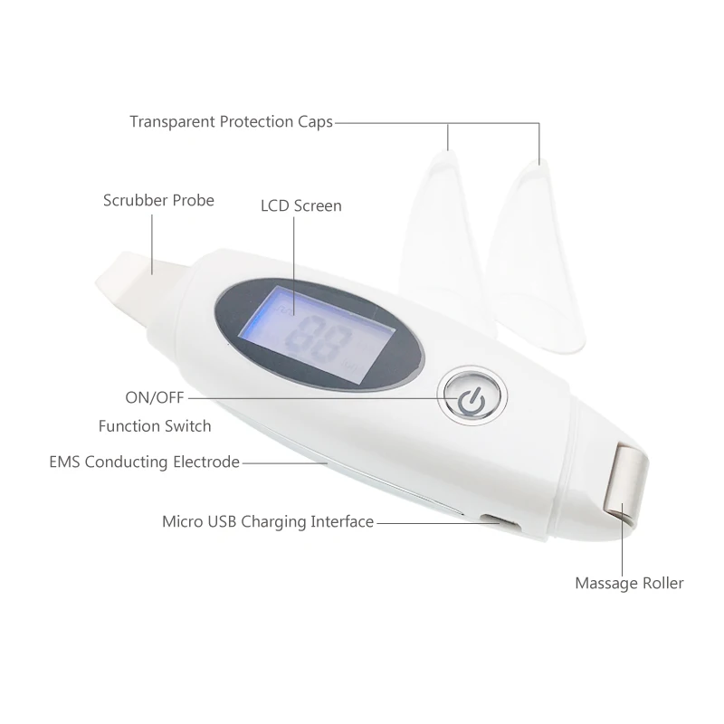 Koop Ultrasone Ion Huid Scrubber Elektrische Gezicht Cleanser Peeling Mee-eter Acne Verwijdering Huid Draai Slim Facial Massager Roller