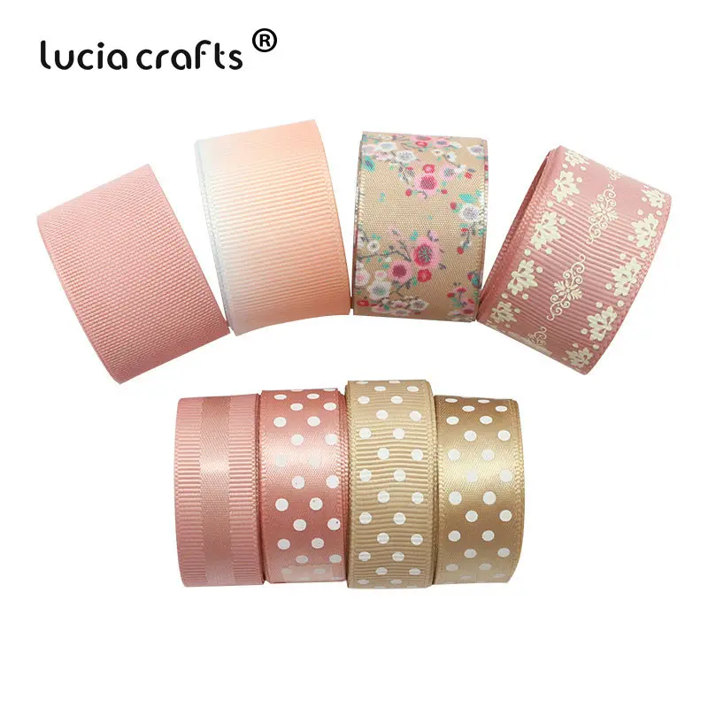 Распродажа! Lucia crafts, 8 ярдов, много вариантов, с принтом, Корсажная/атласная лента, бант, сделай сам, для шитья, материалы ручной работы, аксессуары S0202