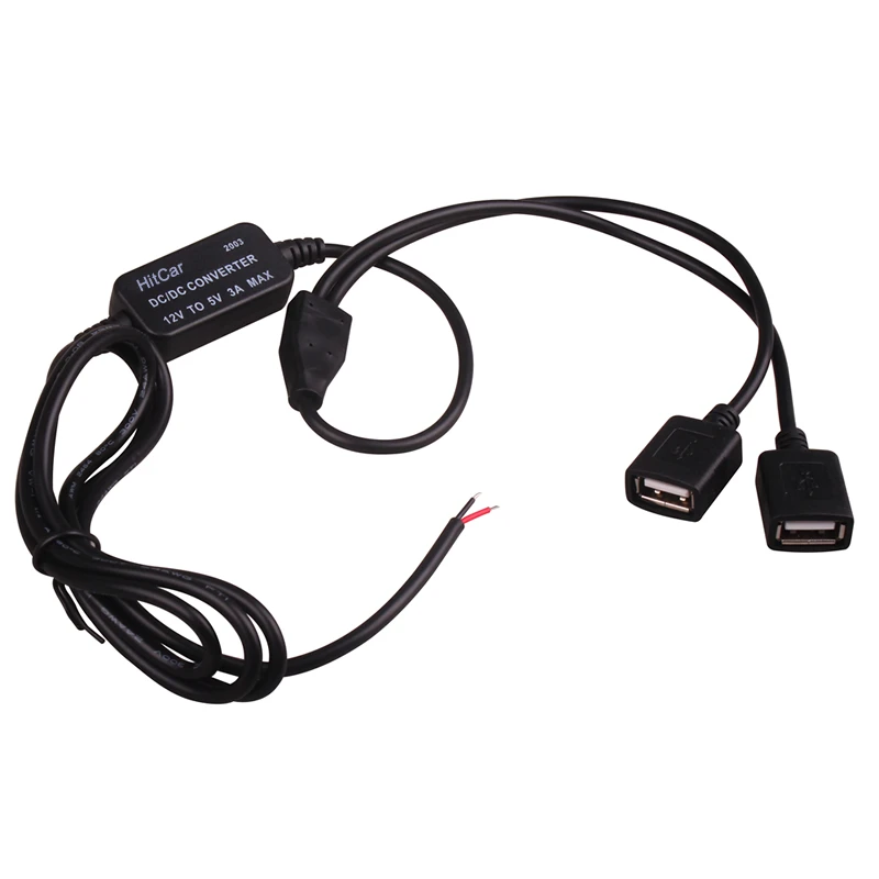 dc 12v to 5v inverter converter step down usb female hard wire car power charger cable for gps tablet phone dvr recorder camera free global shipping