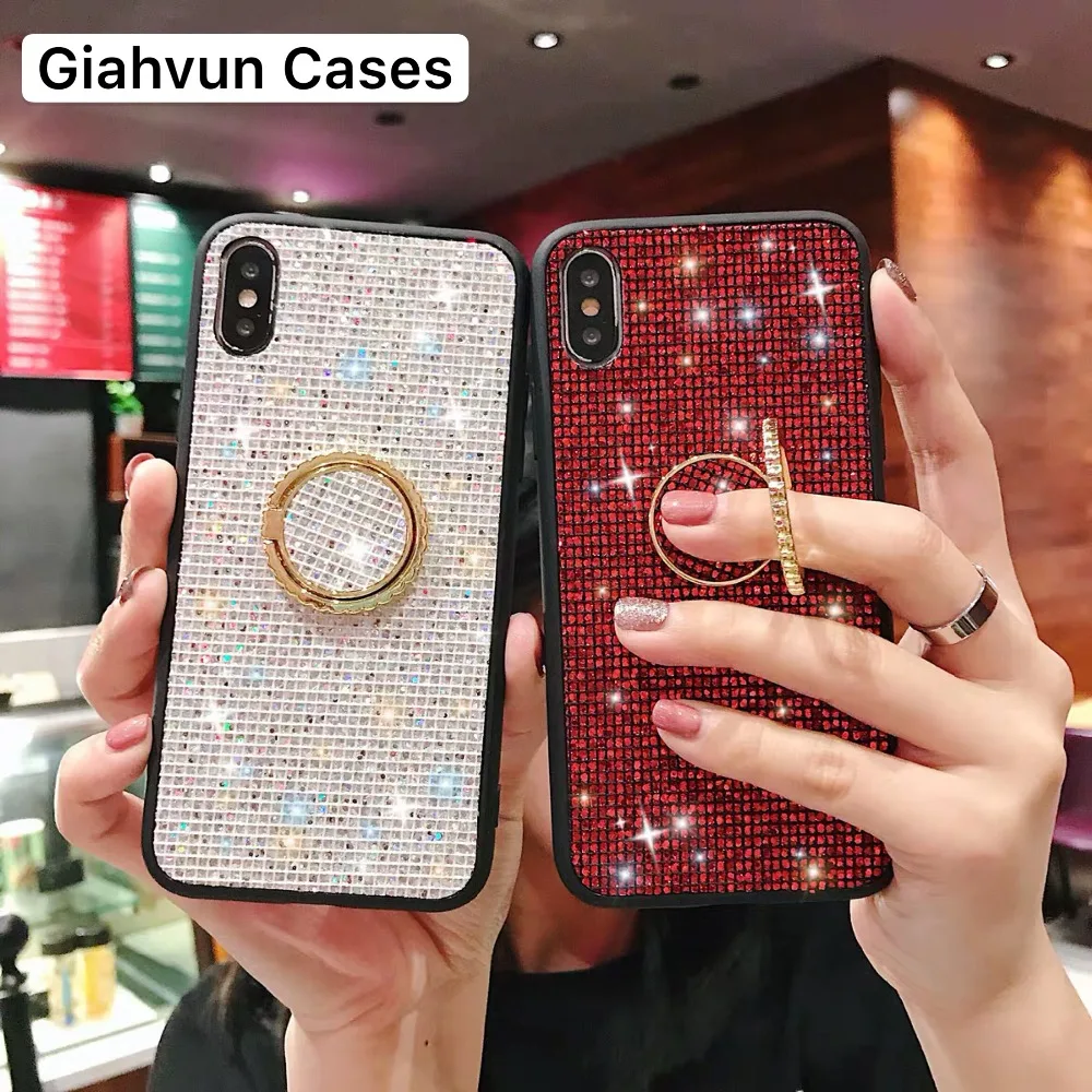 Мягкий блестящий чехол с откидной подставкой и кольцом для iPhone XS MAX XR 6 6S 6G 7 8 S X plus