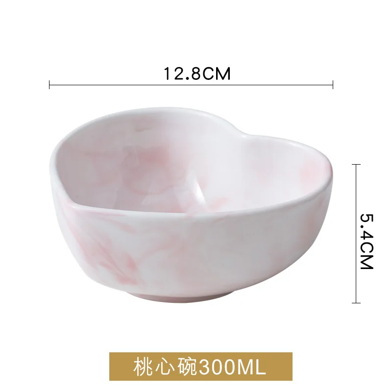 Rice Bowl S Мраморная тарелка в форме сердца, миска, ложка, набор, еда, рисовый суп, Ramen, миска для лапши, ювелирное изделие, тарелка, керамическая посуда, Сервиз - Цвет: Rice Bowl S