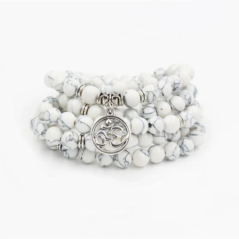 Модный подвесной браслет NADEEM 108 шт. Mala Howlite камень бисер глаза ожерелье Yogi