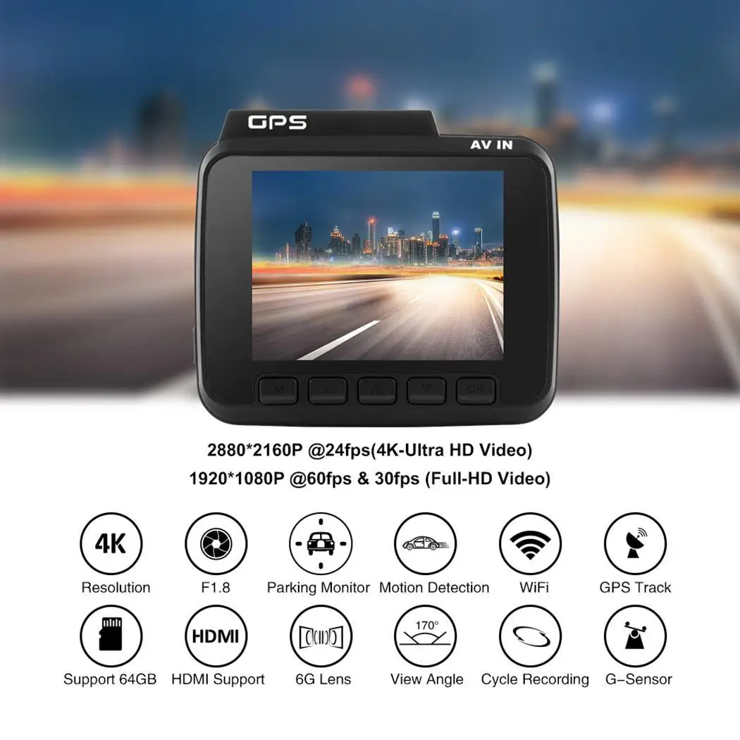 AZDOME GS63H одна камера Автомобильный видеорегистратор Встроенный wifi gps g-сенсор