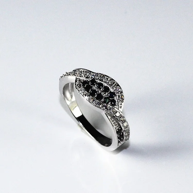 2016 обручальное кольцо на палец элегантные серебряные черные кольца с камнем для