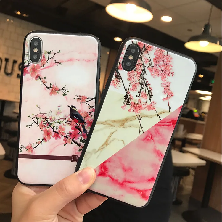 Floral rose varnish glossy soft shell marble phone case for Iphone X iphone 8 8plus 7 7plus 6 6splus 6s fundas |