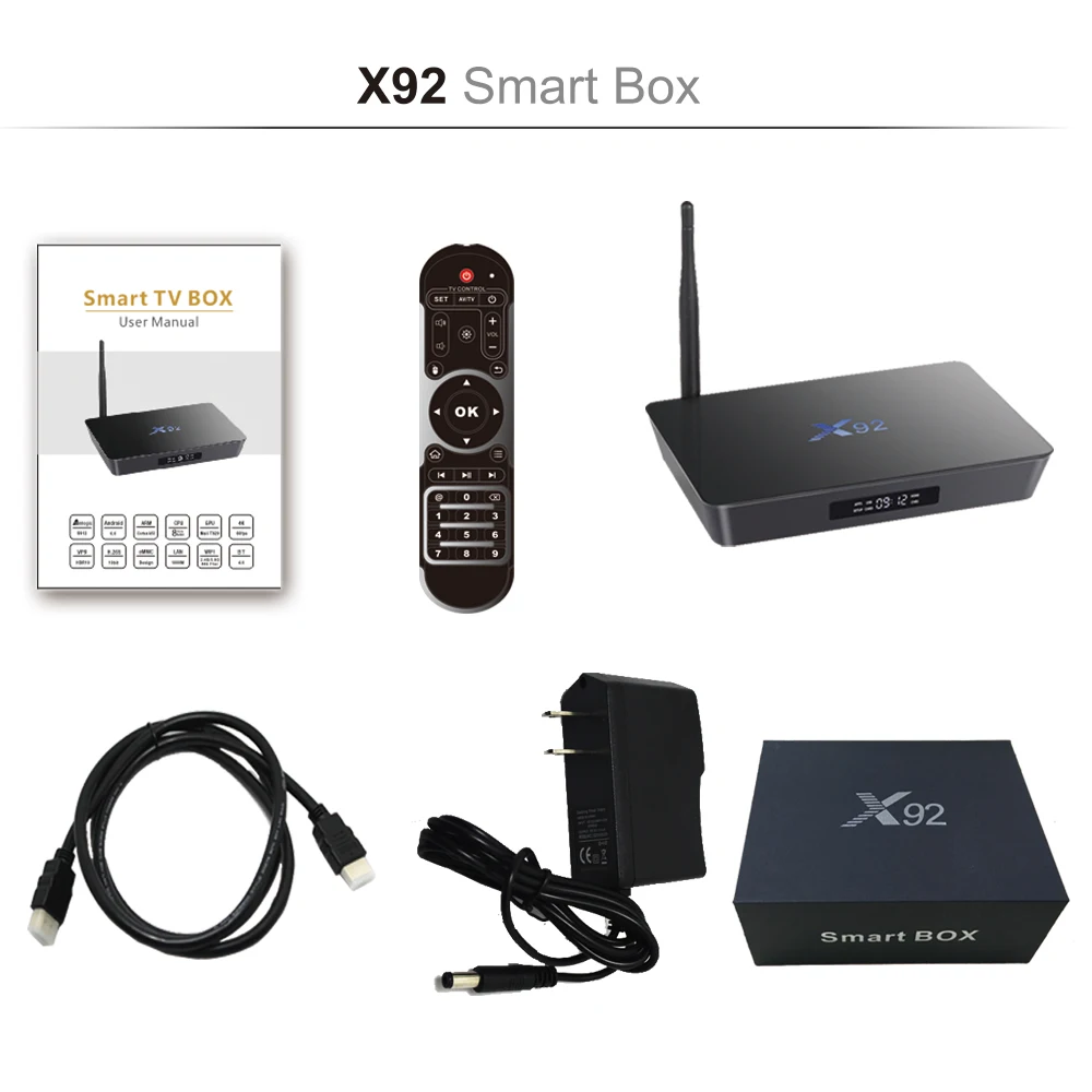 X92 Android 7 1 ТВ коробка 3 ГБ 2 ГБ/32 16 4 К Smart Декодер каналов кабельного телевидения Amlogic
