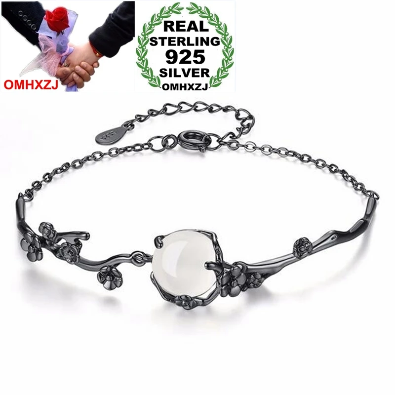 Женский винтажный браслет OMHXZJ вечерние браслеты из стерлингового серебра 925