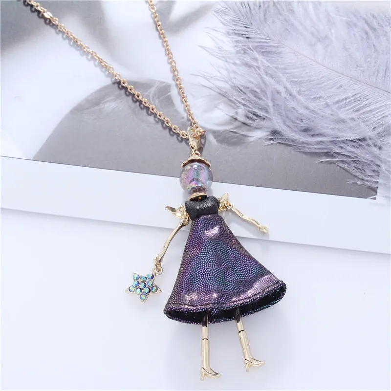 Длинное кожаное платье Метеор Кукольное ожерелье и кулоны модные ювелирные