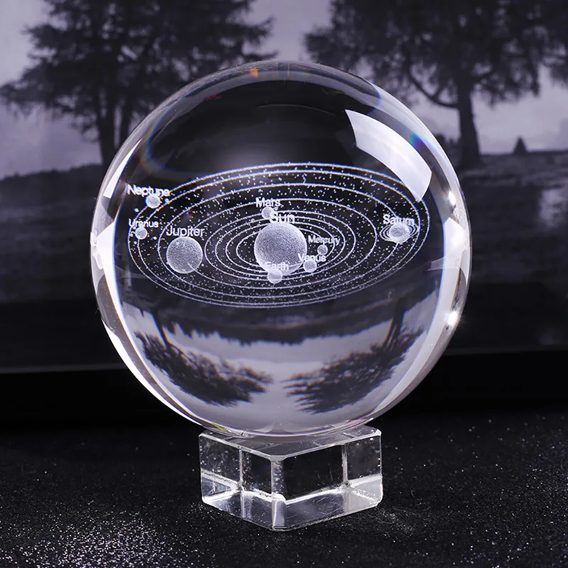 ball-crystal-base 3D солнечная система хрустальный шар планеты стеклянный шар с лазерной гравировкой Глобус Миниатюрная модель домашний декор Подарочный орнамент 60 мм для дропшиппинг - Цвет: ball-crystal-base
