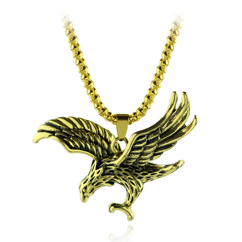 Cool Eagle Statement Necklace Pendent Alloy Men Jewelry Hawk Animal Charm Pendant &amp Chain Necklaces Vintage Punk Drop Shipping |