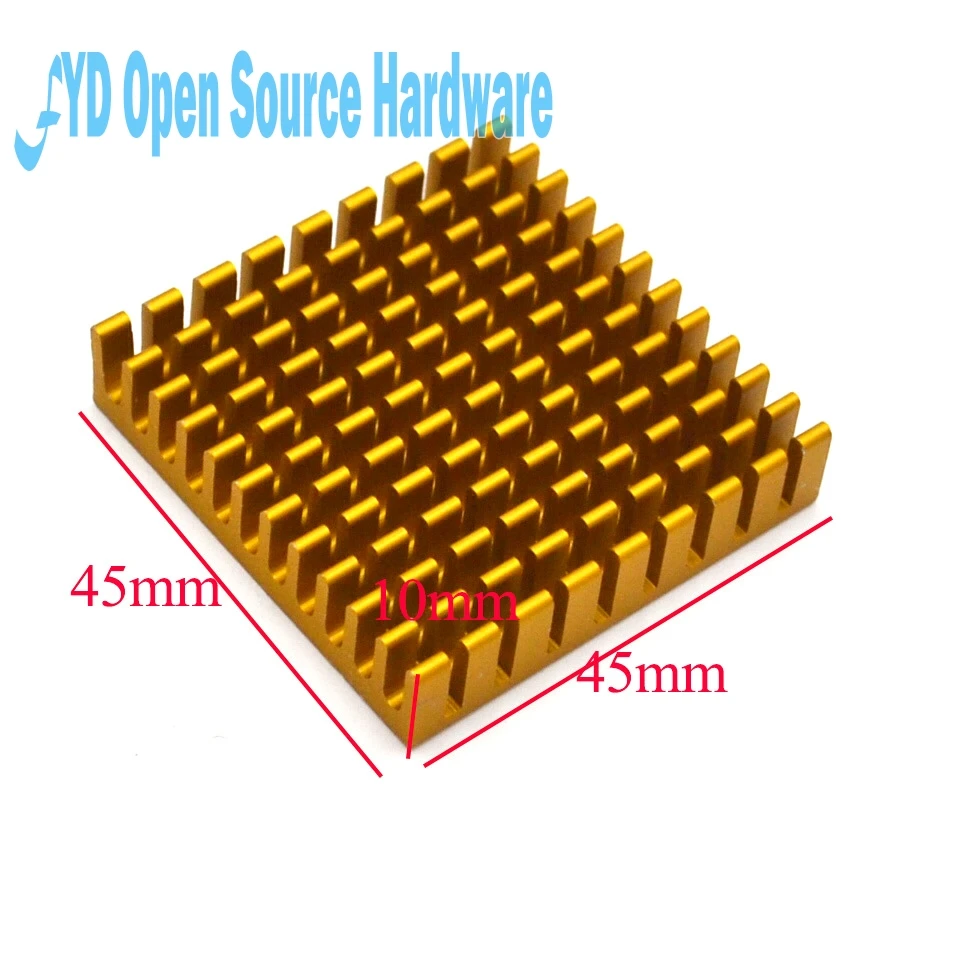 Heat sink 45*45*10MM (gold broken groove) high-performance heat yellow thick aluminum plate | Электронные компоненты и