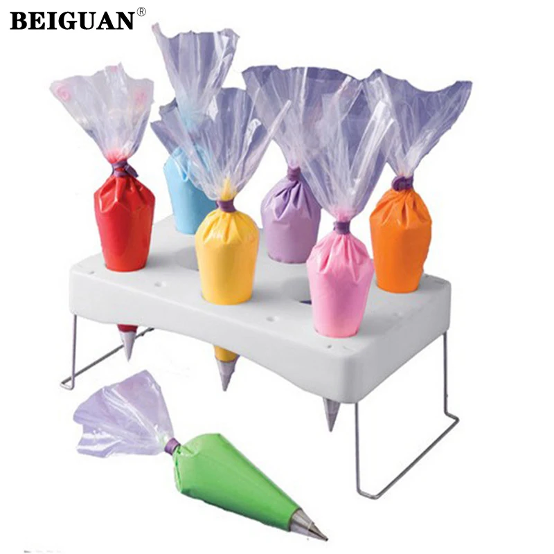 

Cake Baking Mold Tool Plastic Shelf Bag Stand Cake Decorating Piping Icing Nozzle Holder Tray Stand Tool Pastry Holder