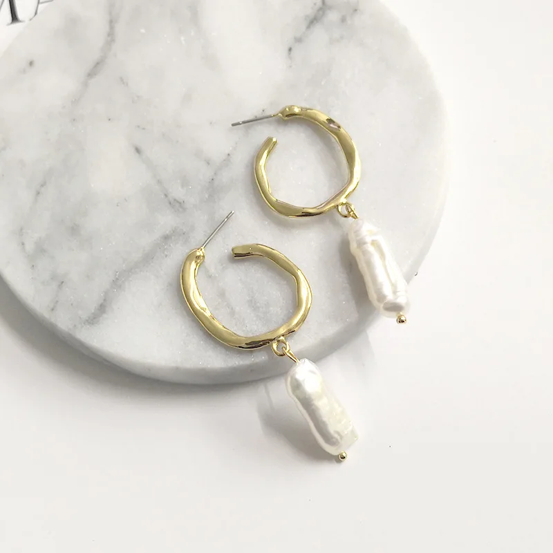 Retro Alloy Dangle Earrings Natural Pearl Pendant For Women Gold Color 2019 Jewelry Bijoux | Украшения и аксессуары