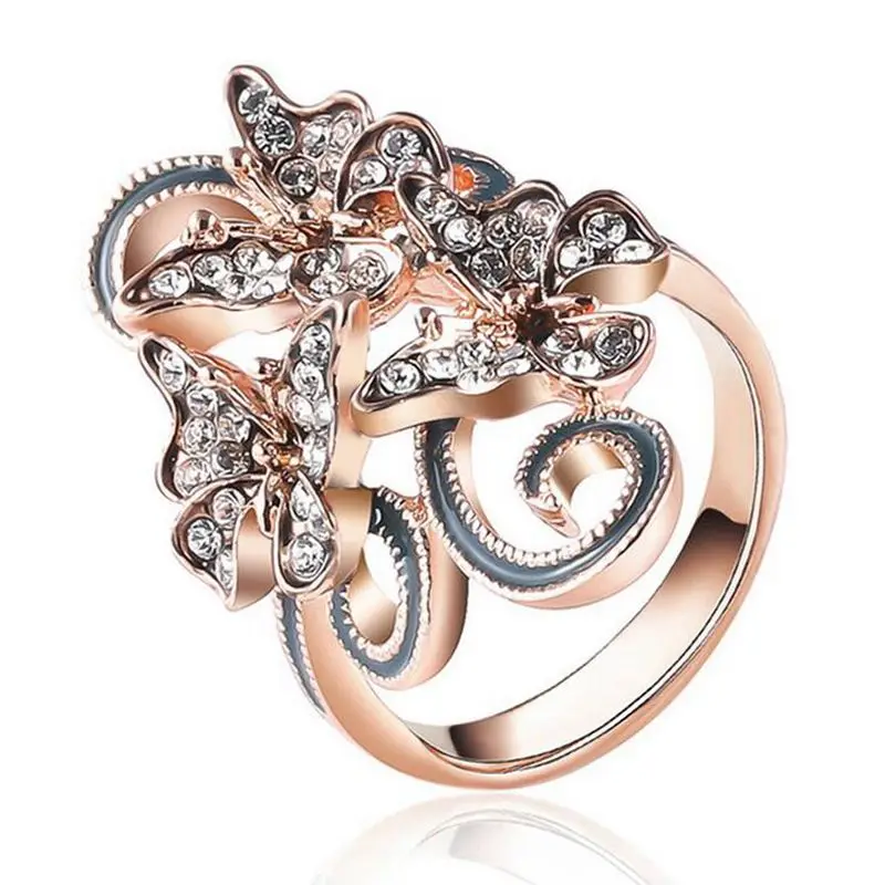 5 шт./лот модные стразы бабочка дизайн шарф Пряжка из сплава розового золота