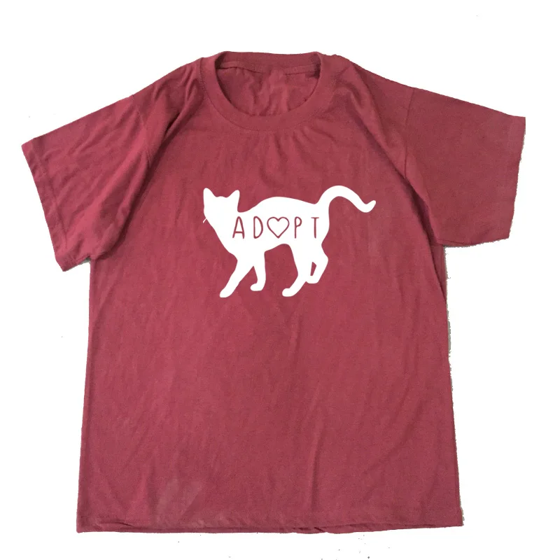 wine red Футболка с котом футболка женская сумасшедшая кошка леди прикольный подарок I love cats Pet Adoption Kitty Rescue Meow Save - Цвет: wine red