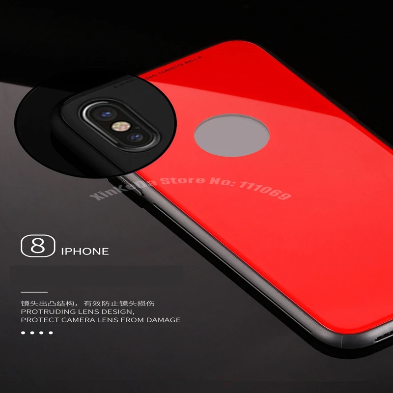 100 шт. Бесплатная доставка DHL чехол из закаленного стекла для iphone 8 Plus 7 X гибридная
