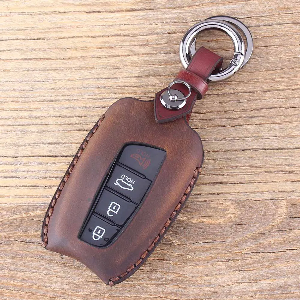 Чехол для ключей KEYYOU 4 кнопки Hyundai Genesis Santa Fe Equus Azera из натуральной кожи чехол