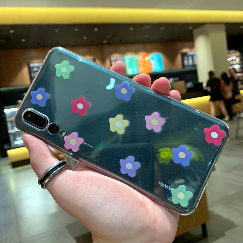 Cute Flower Clear Soft Silicone TPU Case Cover For Huawei P20 P30 Mate 10 20 Pro Nova 3 3i 4 4e Honor 8 9 Lite 8X Max View |