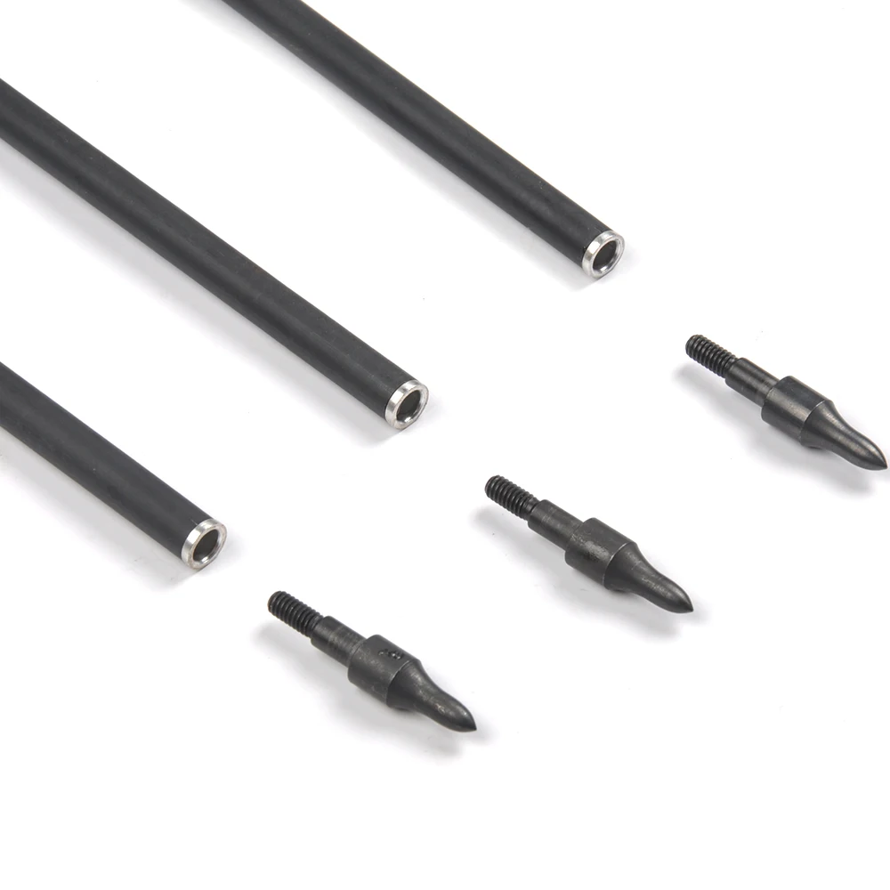80 см стержень 500 карбоновые стрелы OD7.6mm ID 6.2mm с 2 зелеными и 1 белыми перьями индейки