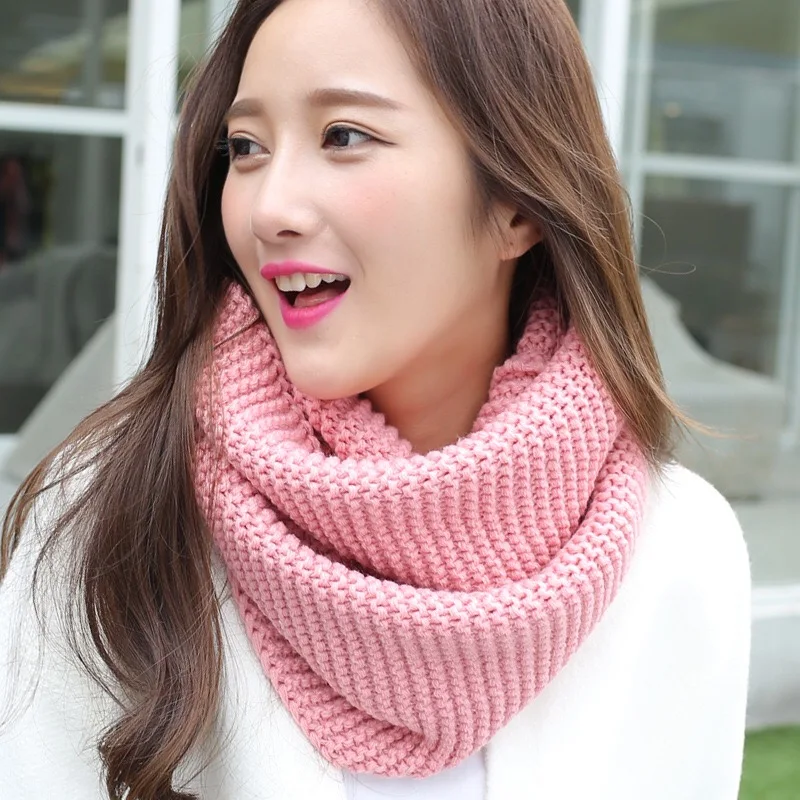 

Mingjiebihuo New fashion simple cute autumn and winter Korean girls scarf warm thick solid color woman scarf