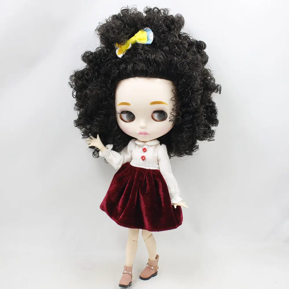 ICY Nude Blyth кукла для серии No. BL9103 черные афро волосы резные губы матовое лицо шарнир