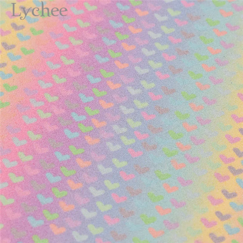 Lychee Life 21x29 см A4 блестящая Искусственная ПУ ткань с сердечком Радуга Синтетическая