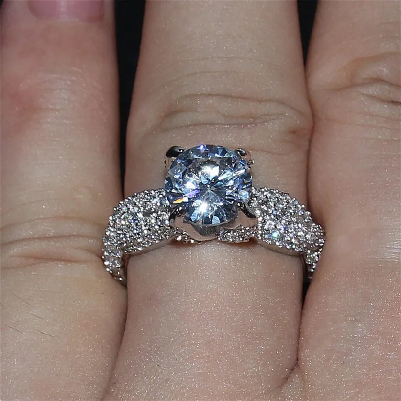 Винтажное 14KT белое золото заполненное проложить Установка 5A CZ Дракон коготь 3CT